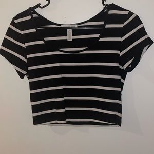 Black and white striped crop top